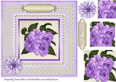Lilac Roses 'n Lace Pyramid Card Front