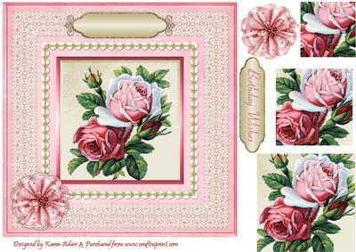 Vintage Roses 'n Lace Pyramid Card Front