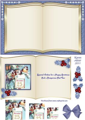Christmas Birds Book Card Front with Pyramage