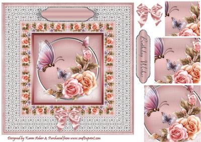 Roses, Butterflies 'n Lace Pyramid Card Front