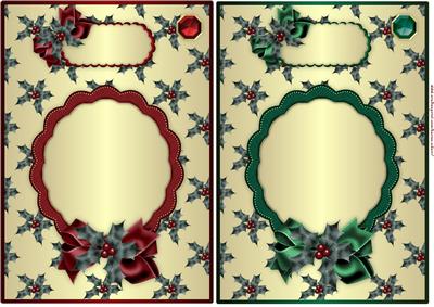Christmas Holly Sprigs in Green and Red Card Bases