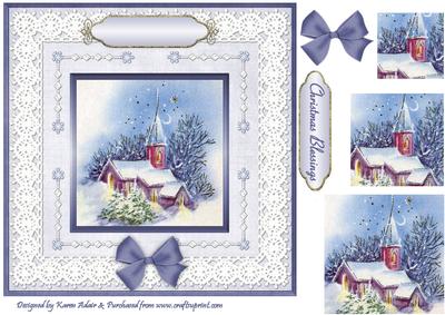 Christmas Church 'n Lace Pyramid Card Front