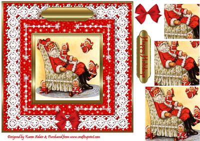 Vintage Santa 'n Lace Pyramid Card Front