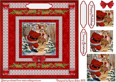 Santa, Friends 'n Lace Pyramid Card Front