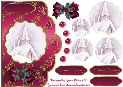 The Bleak Mid-winter Scallop Card Front with Shaped Pyramage