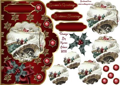 Bringing Home the Tree Scallop Card Front and Shaped Pyramid