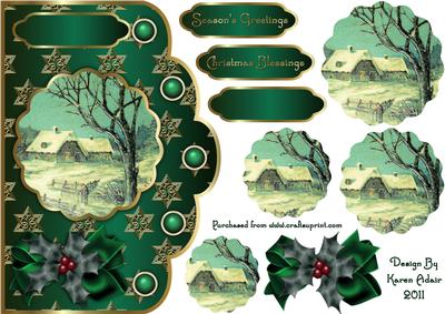 A Winters Tale Scallop Card Front with Shaped Pyramage