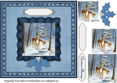 Winter Deer Card Front with Pyramage