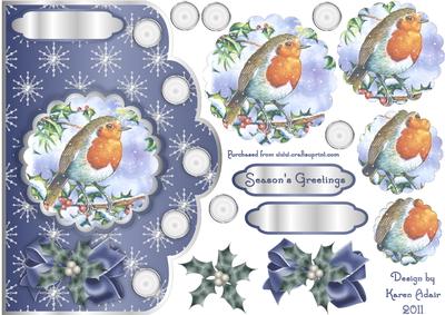 The Christmas Robin Scallop Card Front and Pyramage