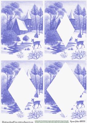 Winter Church Scene in Blue