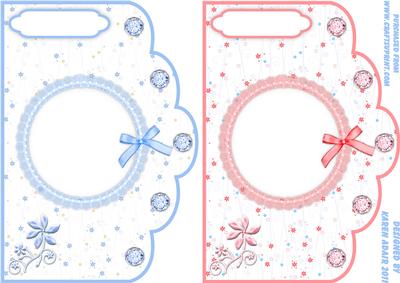 Lacy Scallop Card Fronts in Blue and Peach