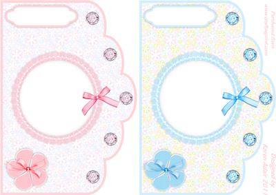 Floral Lacy Scallop Card Fronts in Peach and Turquoise