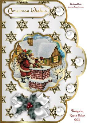 Vintage Santa A4 Scallop Card Front