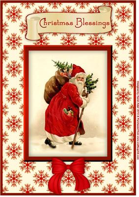 Vintage Santa on His Rounds A4 Card Front