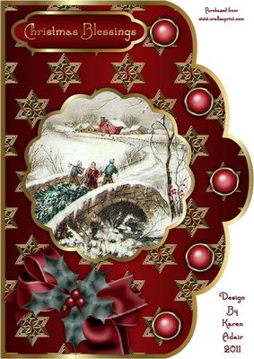 Bringing Home the Tree A4 Scallop Card Front