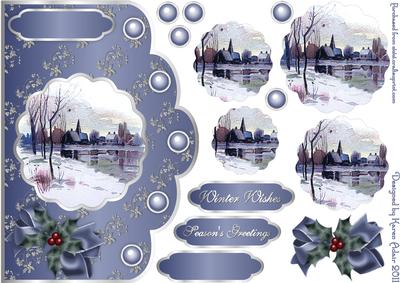 A Christmas Morn Scallop Card Front and Shaped Pyramage