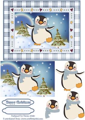 The Happy Christmas Penguin Card Front and Step by Step
