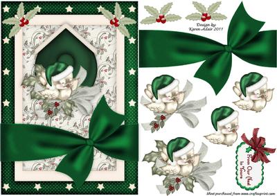 The Little Christmas Sparrow 2 Card Front with Step by Step