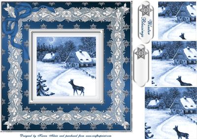 Vintage Winter Scene Pyramid Card Front