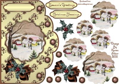 A Nostalgic Christmas Scene Scallop Card and Shaped Pyramage