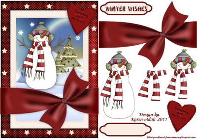 We Can Build a Snowman Card Front and Decoupage