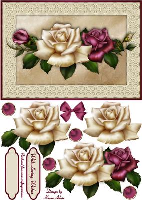 Antique Roses 'n Lace Card Front with Step by Step