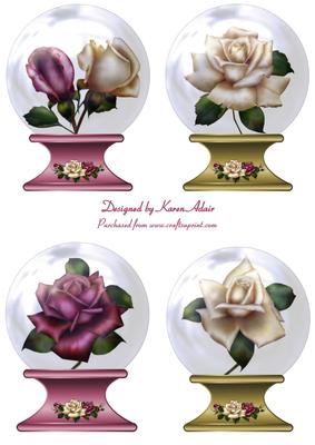 Antique Roses Snowglobes Toppers
