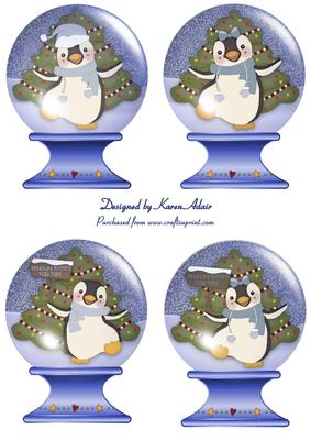 Penguin Snowglobes Toppers