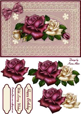 Antique Roses 'n Butterfly Lace Card Front with Step by Step