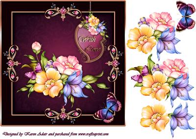 Fabulous Florals Square Card Front with Step by Step