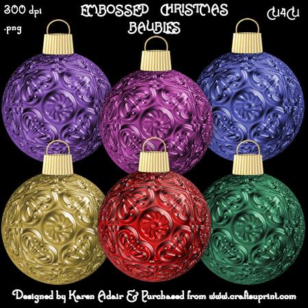 Embossed Christmas Baubles Designer Resource