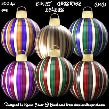 Stripey Christmas Baubles