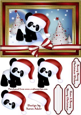 The Christmas Panda Card Front with Step by Step