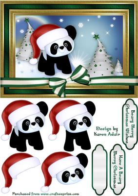 The Christmas Panda 2 Card Front with Step by Step