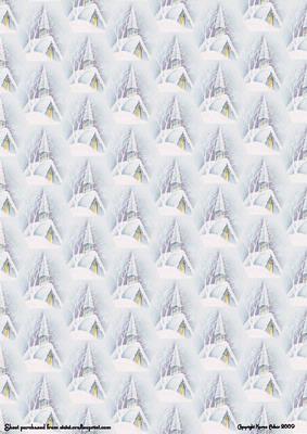 Snowy Christmas Church Background Paper