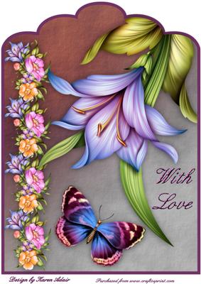 Fantasy Flowers A4 Scallop Top Card Front