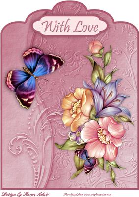 Floral Fantasy A4 Scallop Top Card Front