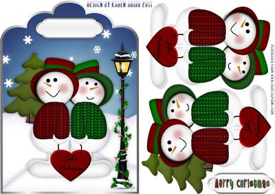 Snow Friends Scallop Top Card Front with Step by Step