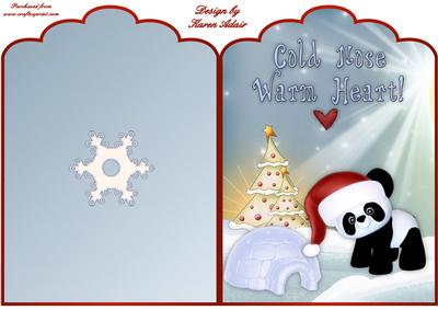 Little Christmas Panda Cut and Fold Quick Card