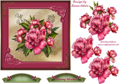 The Glorious Rose Square Card Front with Step by Step