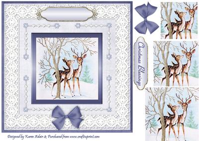 Christmas Deer Square Card Front with Pyramage