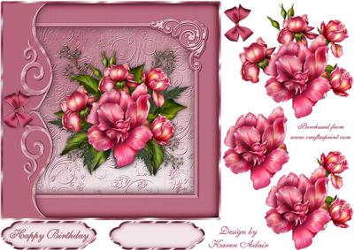 The Glory Rose Square Card Front with Step by Step