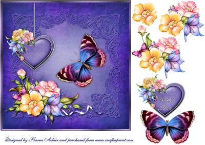 Butterfly and Blossoms Square Card Front with Step by Step