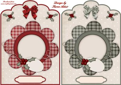 Christmas Scallop Top Quick Card Fronts in Red and Green