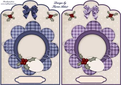 Christmas Scallop Top Quick Card Fronts in Blue and Mauve