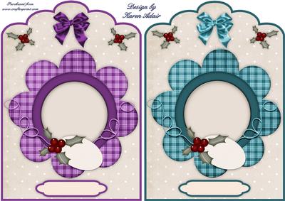 Christmas Scallop Top Quick Card Fronts in Pink N Turquoise