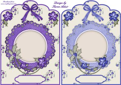 Scallop Top Floral Christmas Quick Card Fronts Purple N Blue