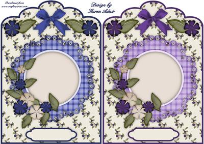 Christmas Flowers Scallop Top Card Fronts in Blue and Purple