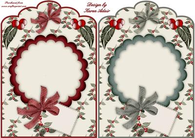 Christmas Blossoms Scallop Top Card Fronts in Red and Green