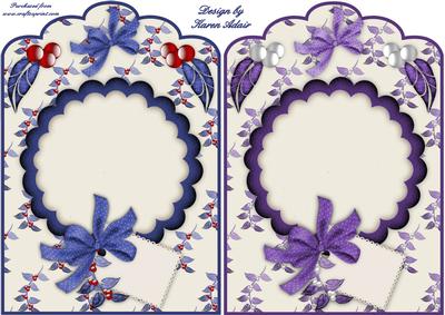 Christmas Blossoms Scallop Top Card Fronts in Blue N Purple